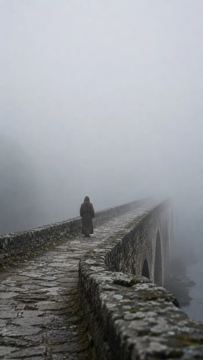 Lone monk bridge wallpaper preview